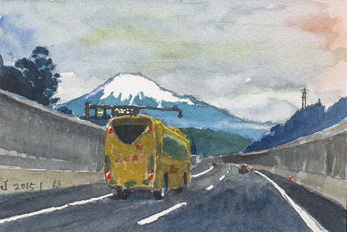 新東名高速を描いた水彩画