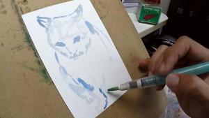 水彩画で描く簡単な猫　その１