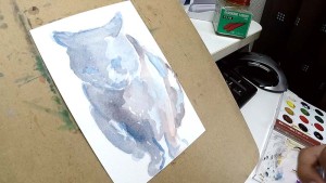水彩で描く簡単な猫　その２