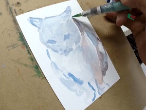 猫の全身のオウトツを描いている図。